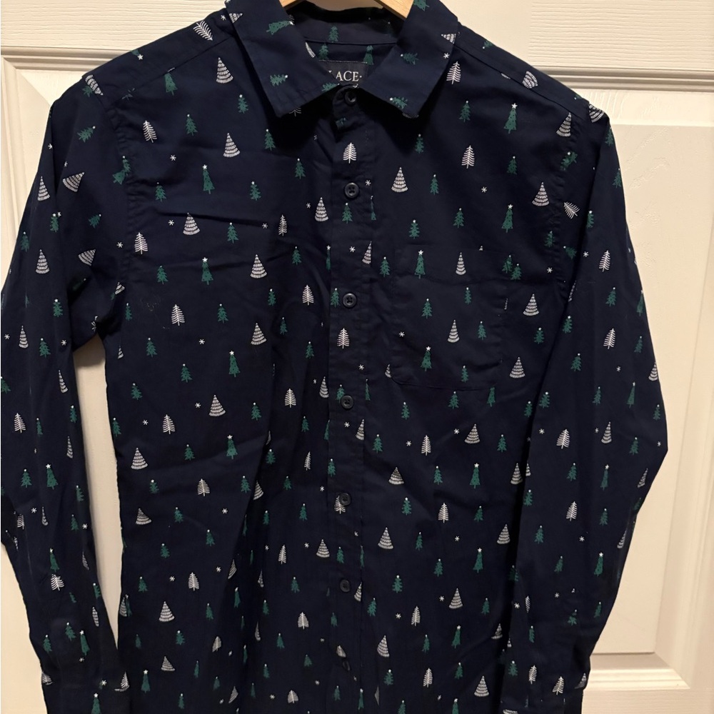 Children’s Place Navy and Green Patterned Shirt